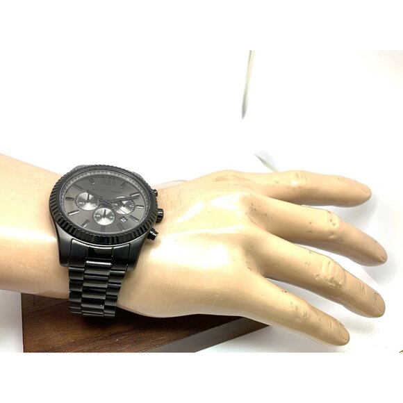 Michael Kors Mens Watch MK9154 Quartz Chronograph Black Gunmetal Stainless Steel - Picture 4 of 14